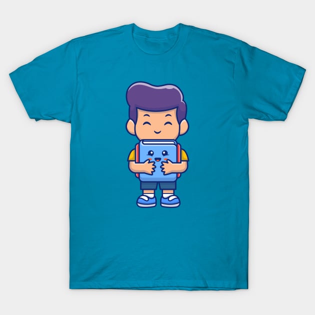 Cute boy holding cute book T-Shirt by Catalyst Labs